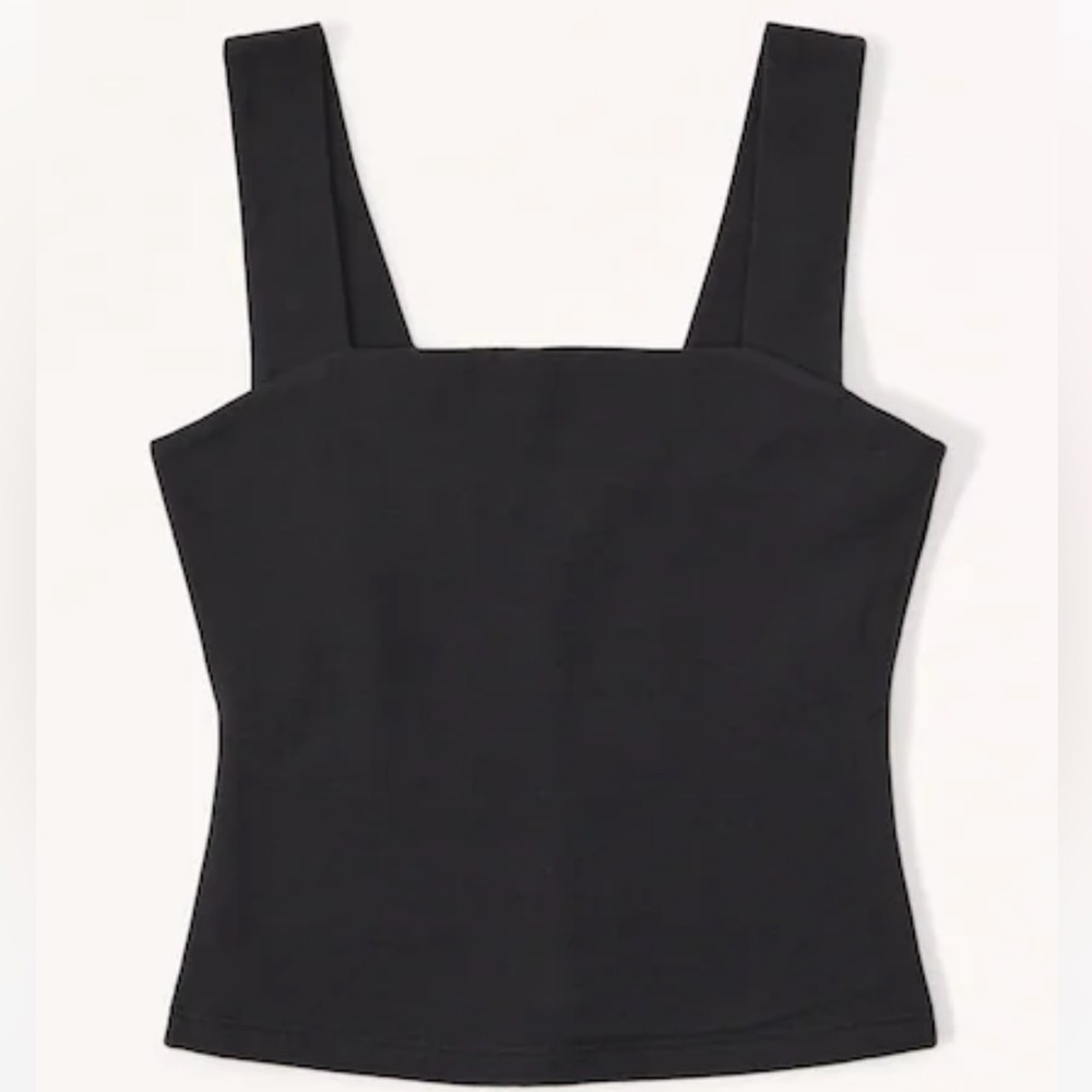 Abercrombie & Fitch Black Double-Layered Seamless Fabric Squareneck Tank
